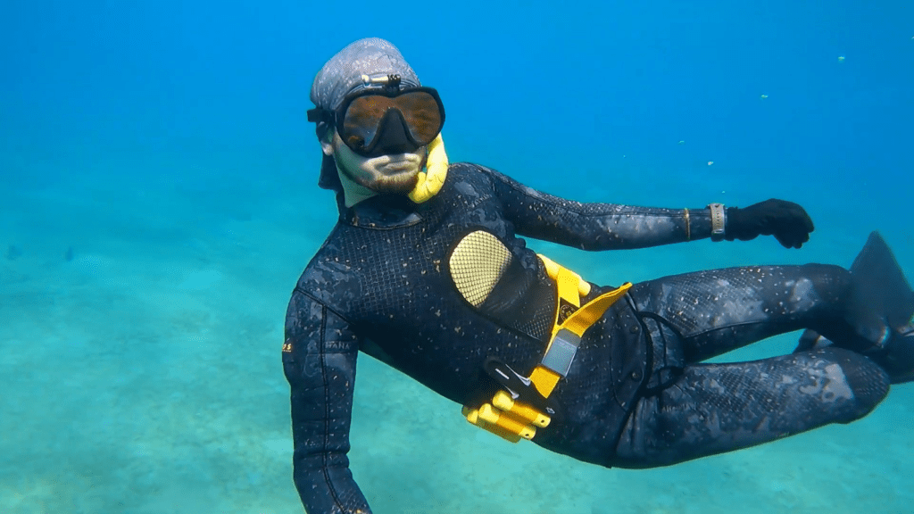 free diving with a weight belt