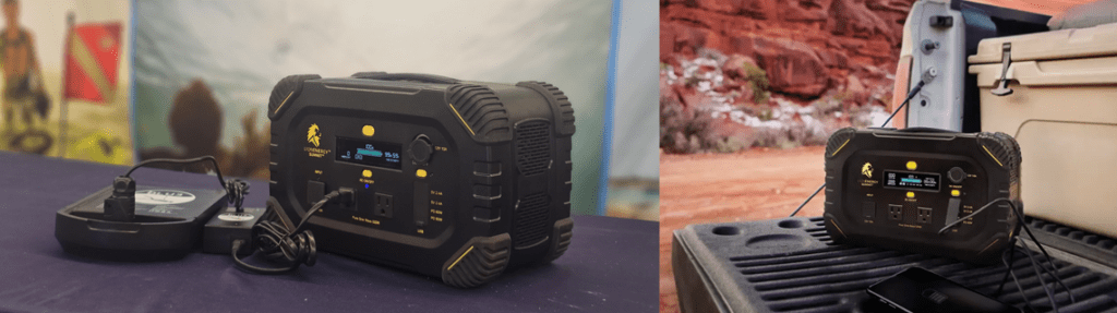 lion-energy-summit-portable-power-station-recharge-blu3-batteries Lion Energy Summit power station charging a BLU3 battery