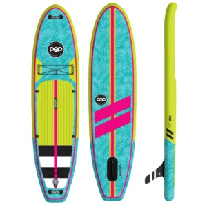 PopBoard 11'0" Yacht Hopper Paddleboard in Turquoise, Neon, and Pink