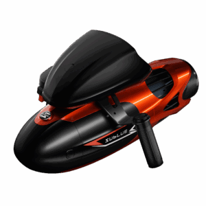 Sublue Vapor underwater scooter in red and black with dual motors and OLED display