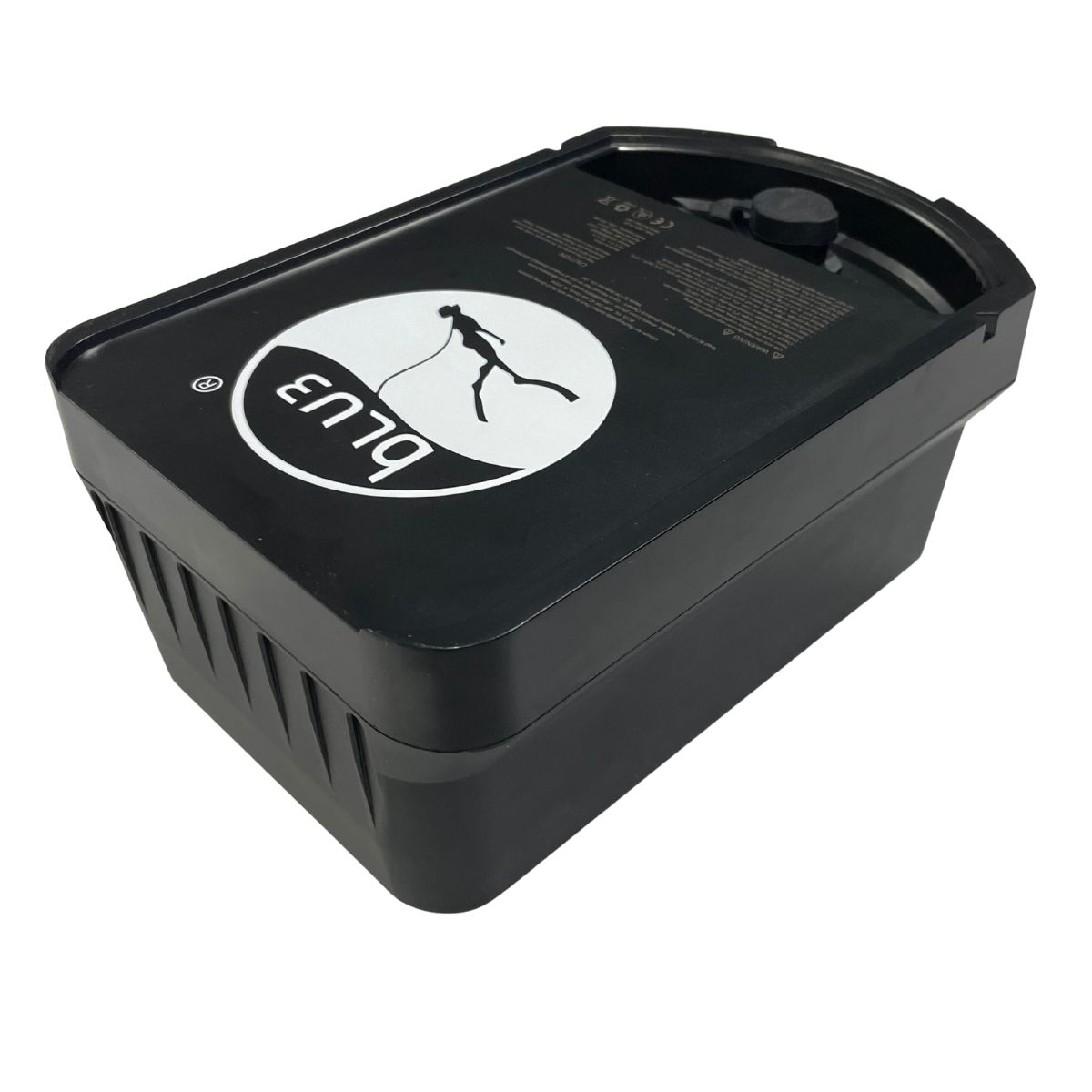 BLU3 Nomad 3X Battery shown separately, featuring black housing with BLU3 logo for extended dive runtime.