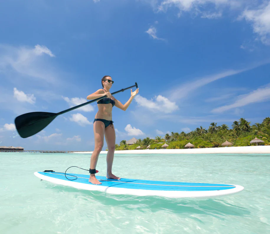 Motorized paddle board using the JAYKAY paddle board electric motor